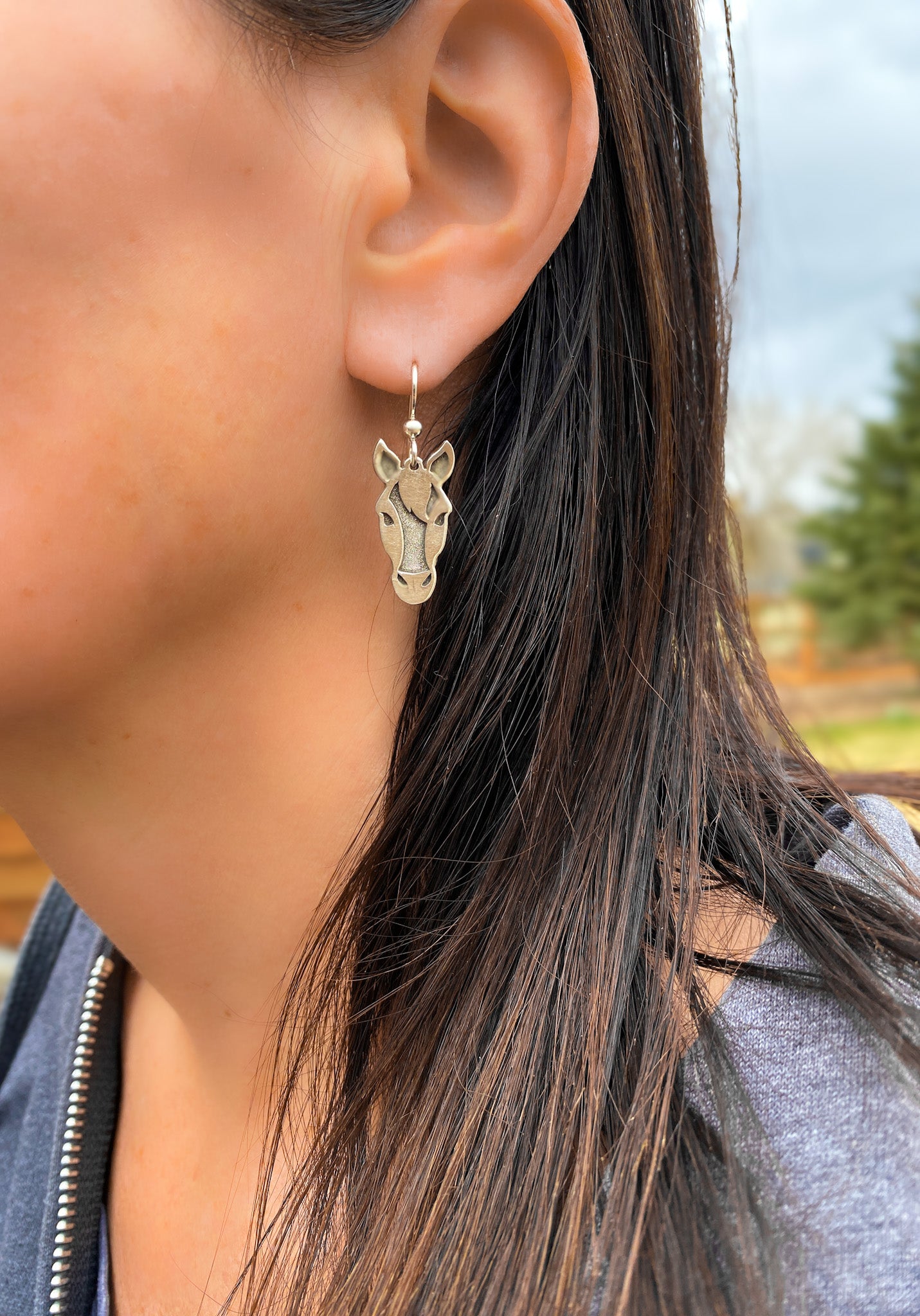 Sterling Silver horse head Earrings