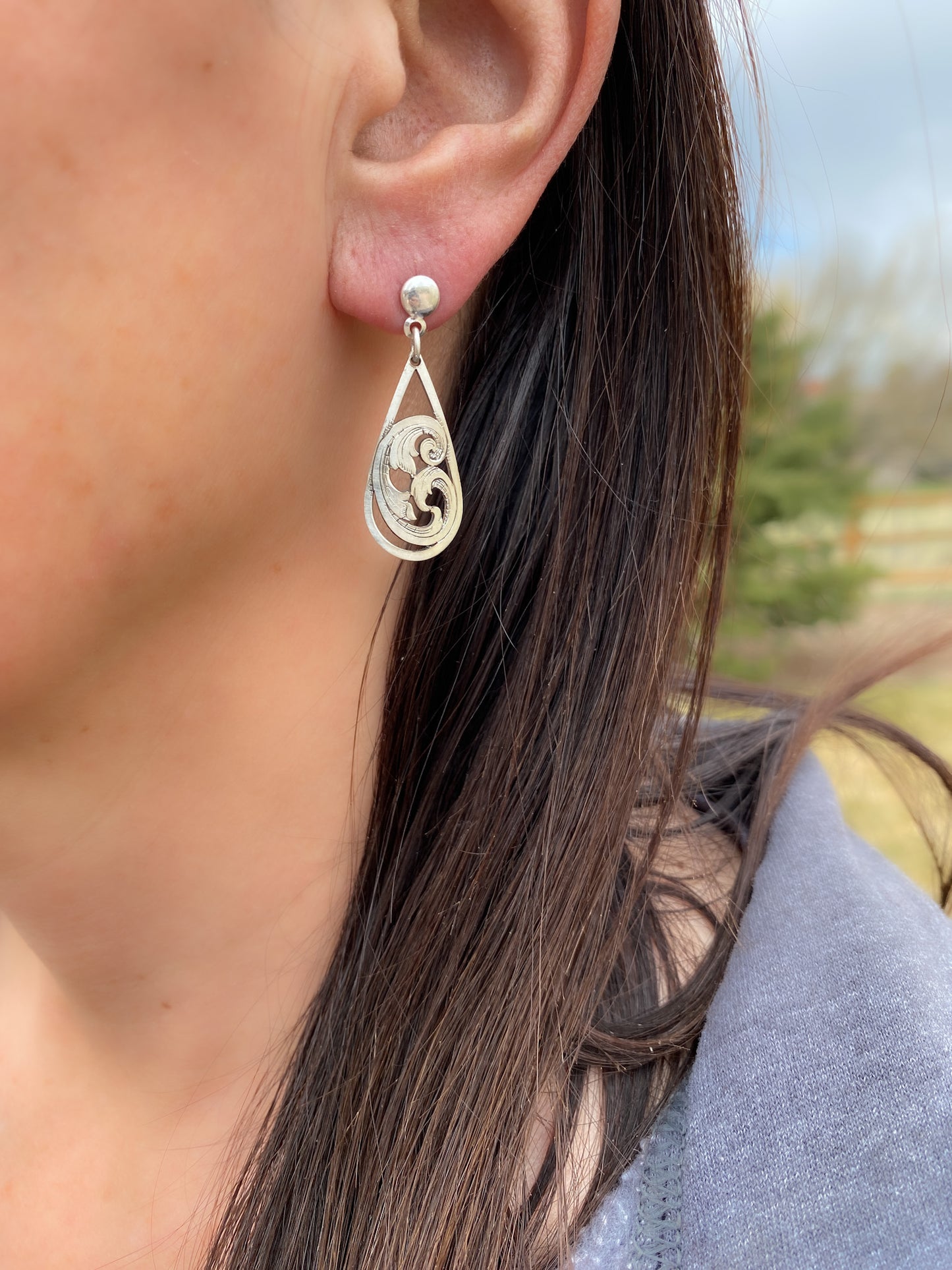 Sterling silver Filigree scroll earrings