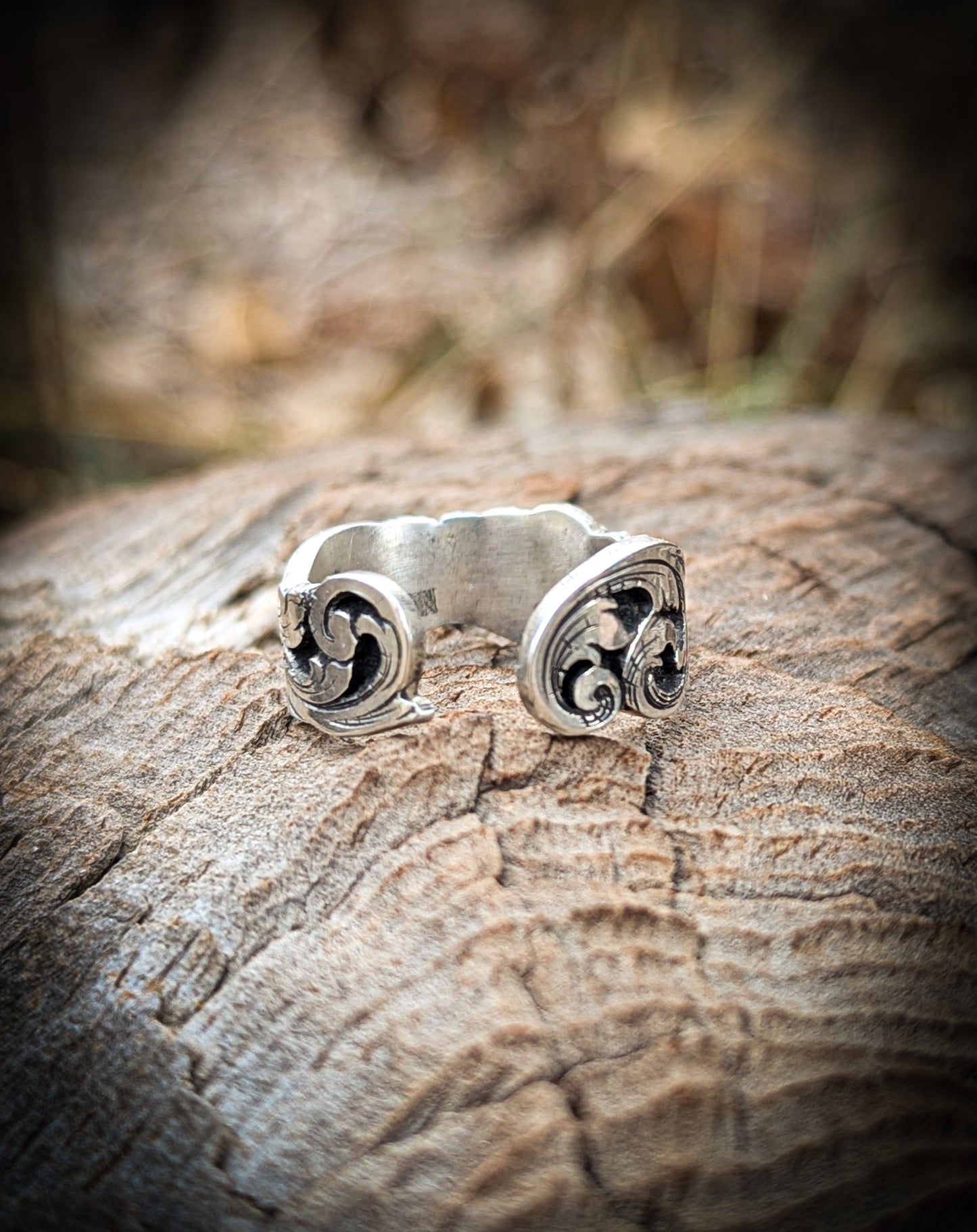Sterling silver adjustable scroll ring