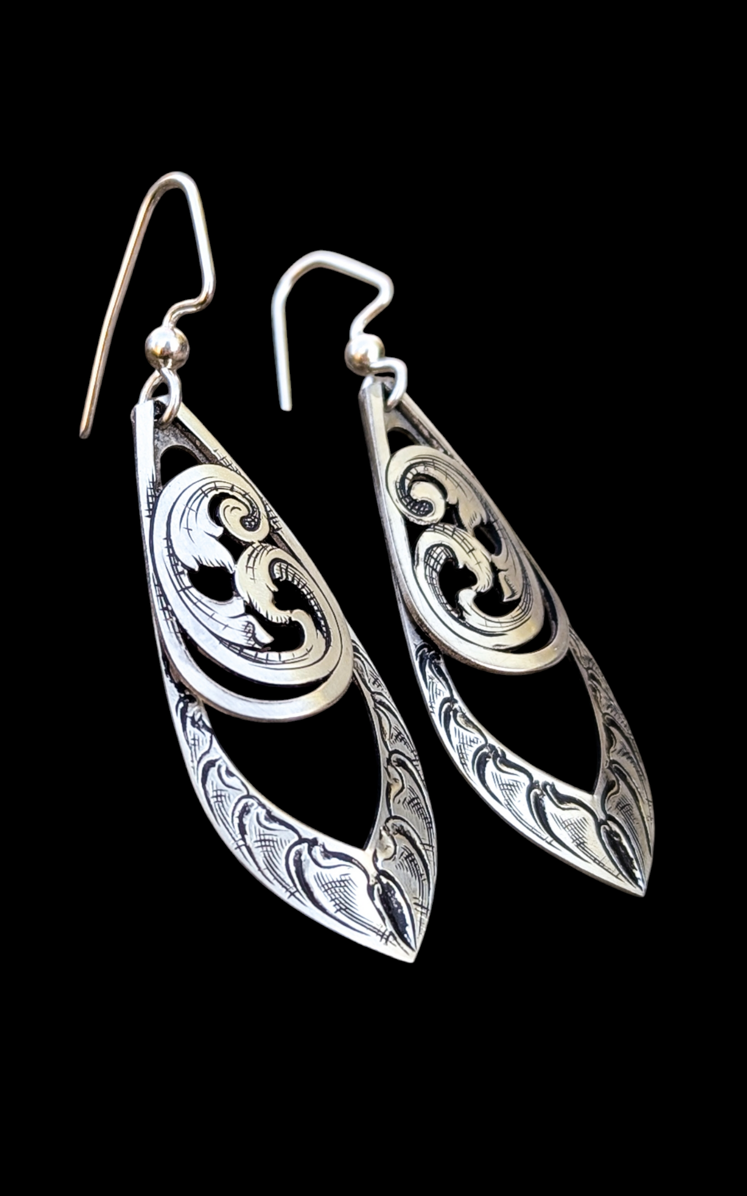 Sterling Silver Western Style Engraved Earrings