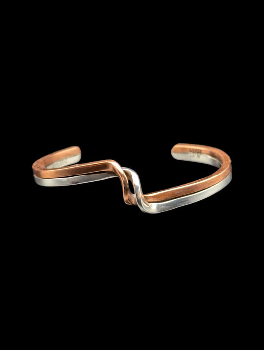 Handmade copper and silver twist bracelet