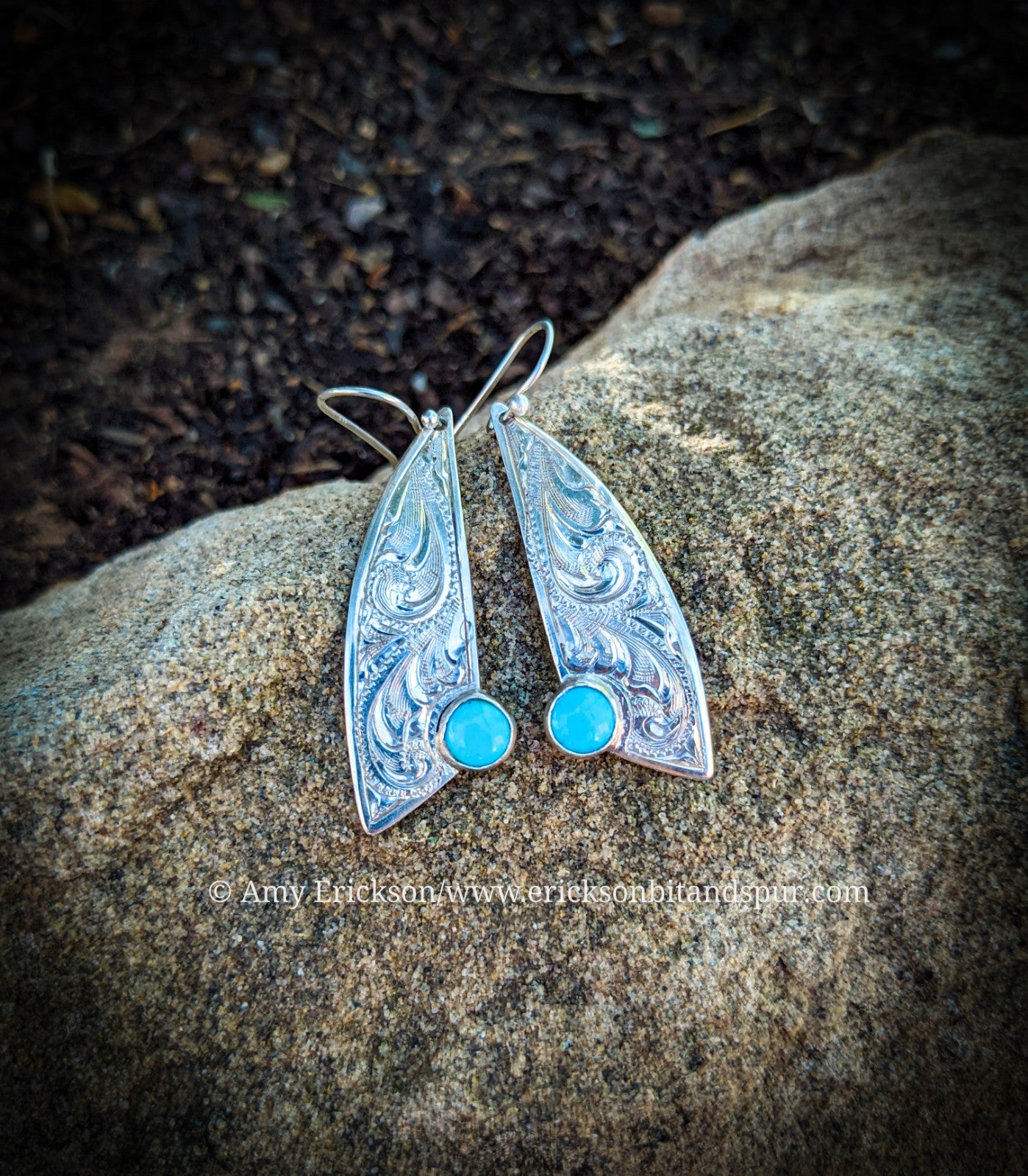 Sterling silver and turquoise earrings.