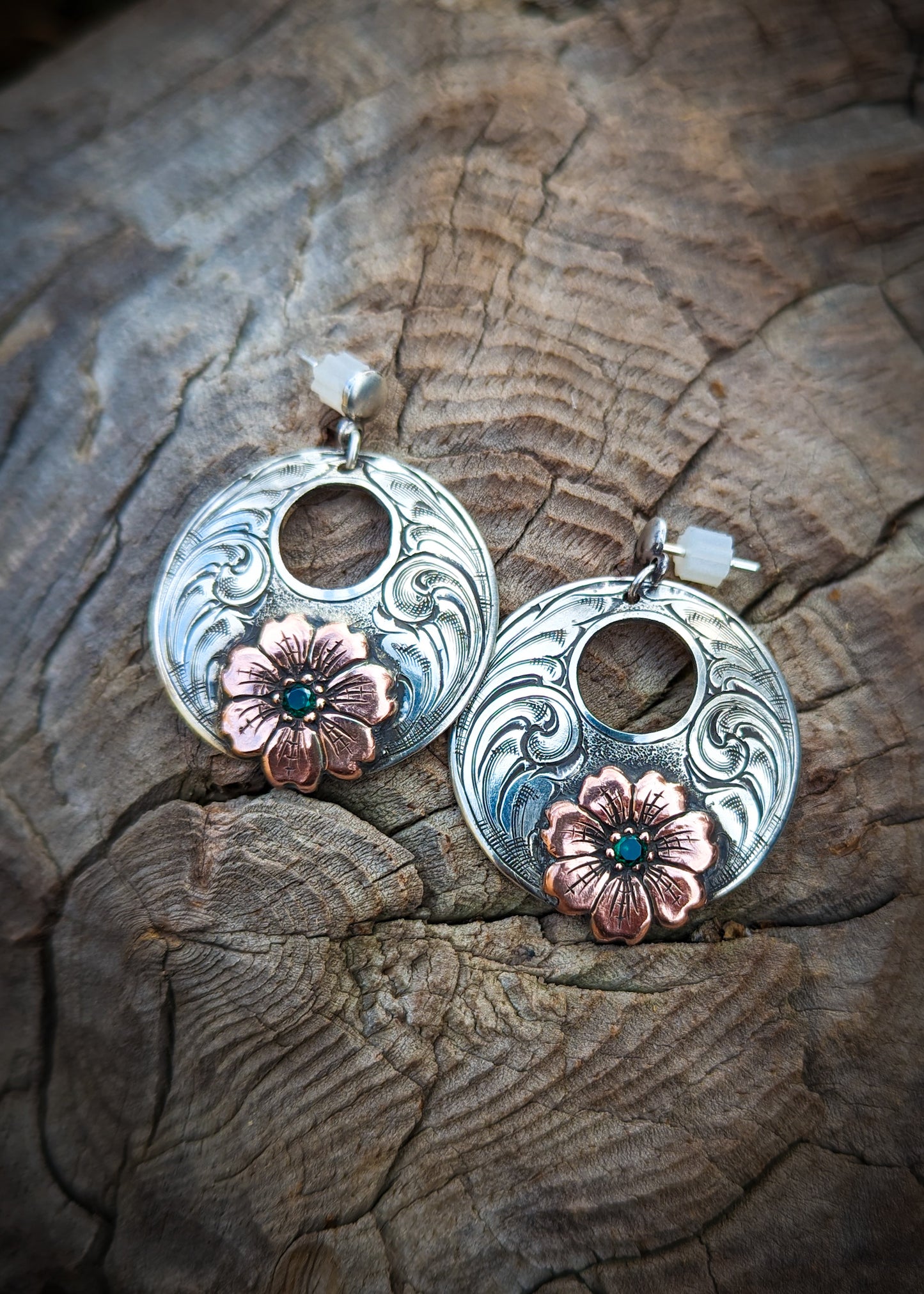 Sterling and copper earrings