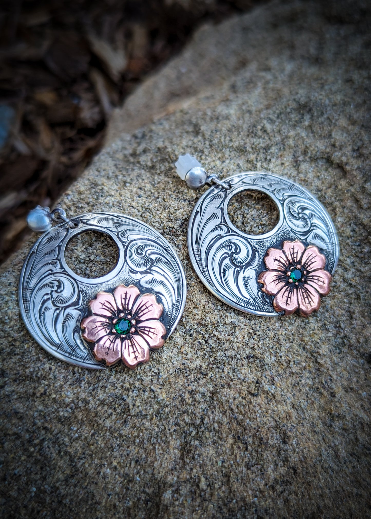 Sterling and copper earrings