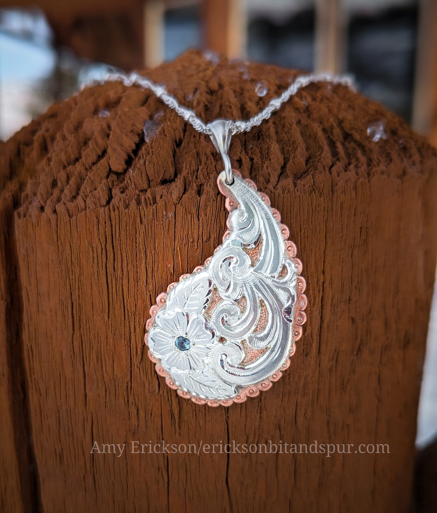 engraved paisley necklace