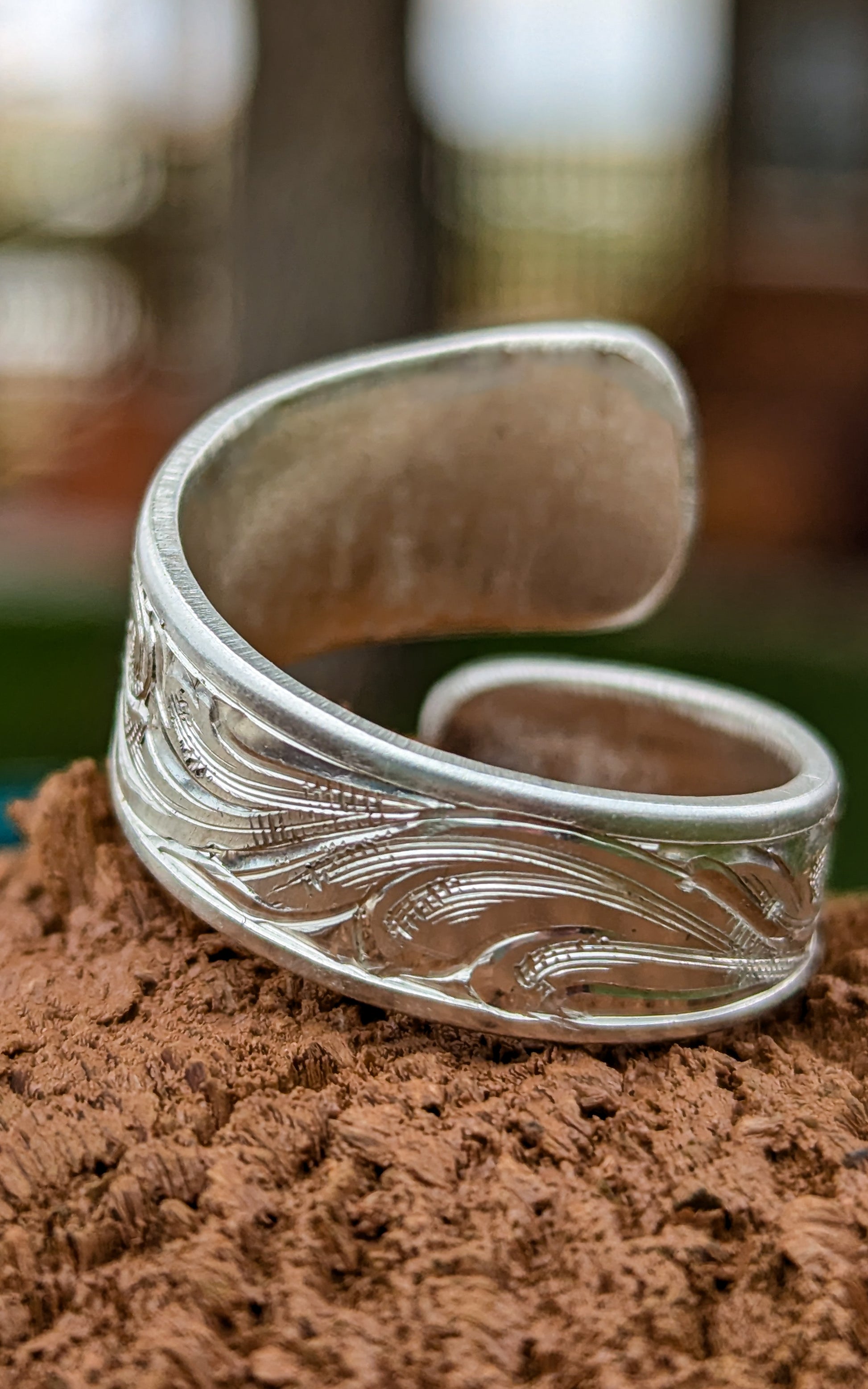 Sterling Silver Western Style Engraved Wrap Ring with Turquoise.