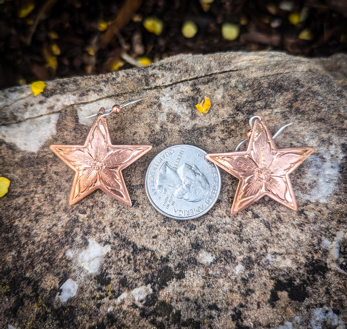 Copper star earrings