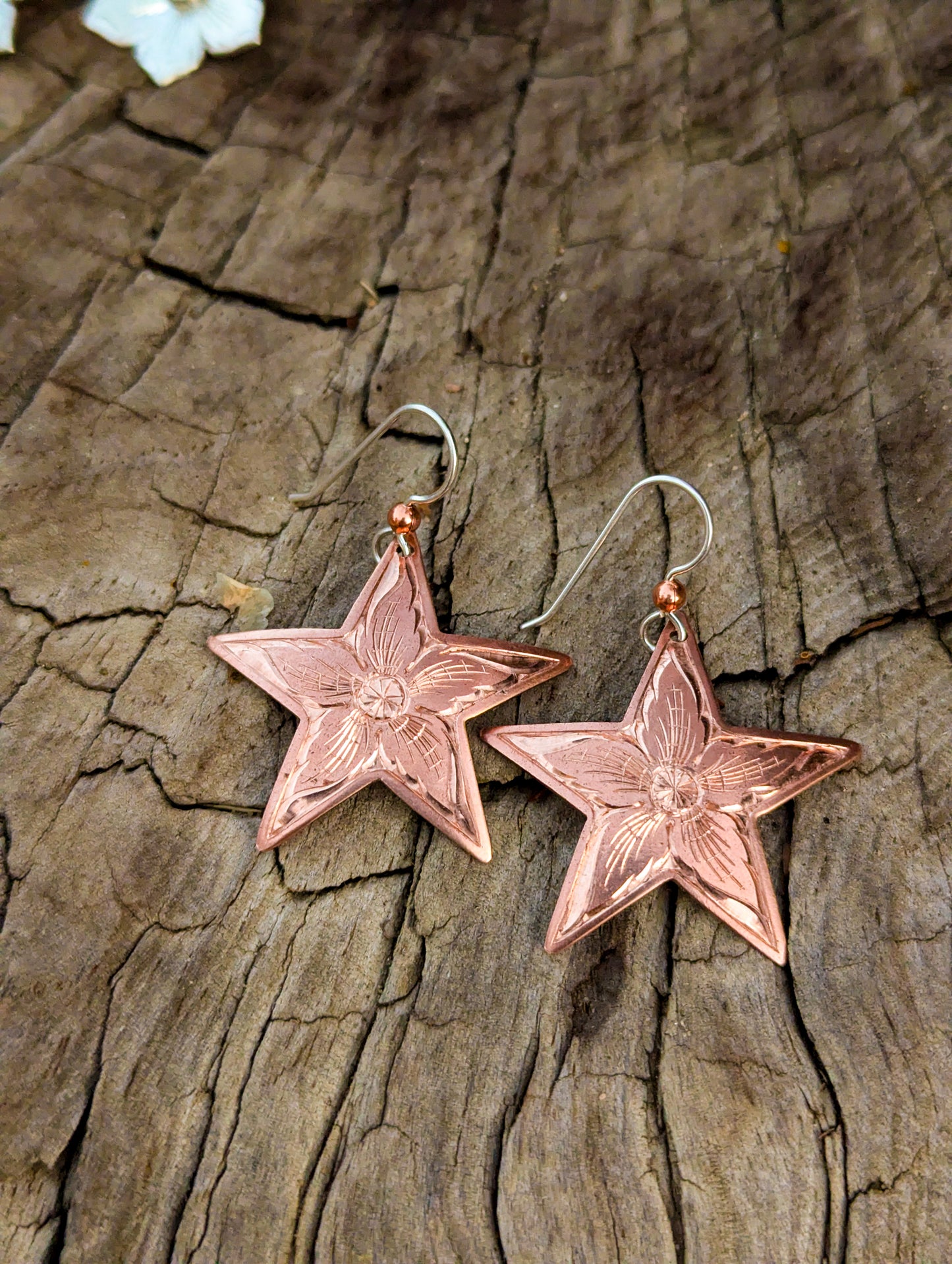 Copper star earrings