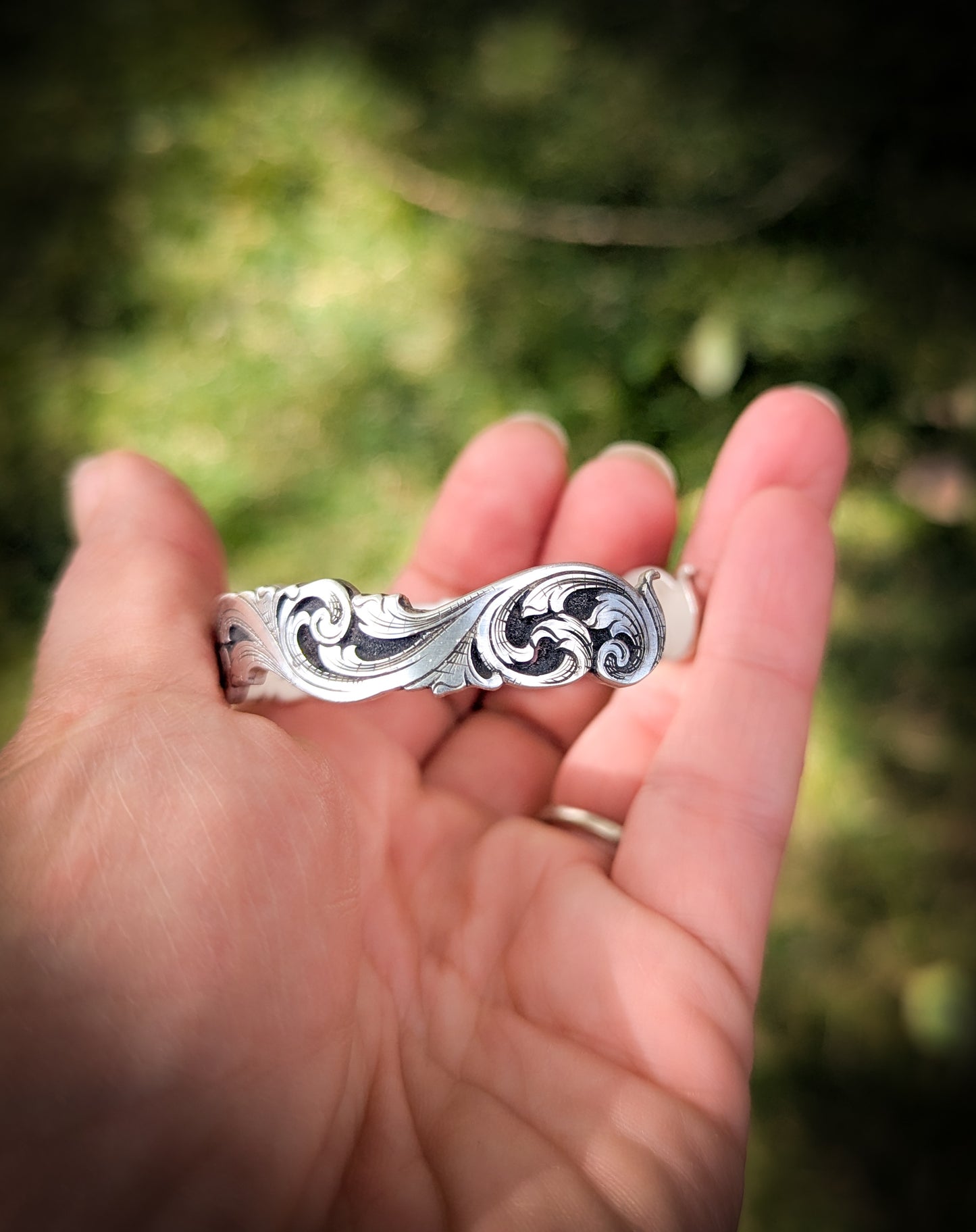 Sterling Silver Filigree overlay Scroll Bracelet