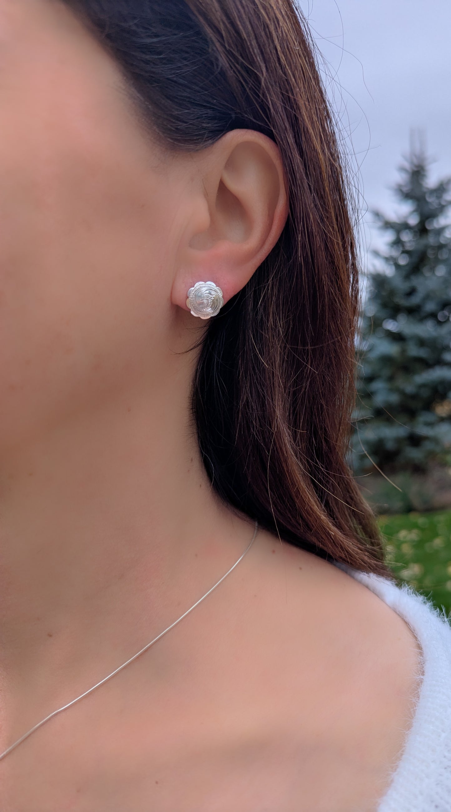 1/2" mini sterling concho post earring