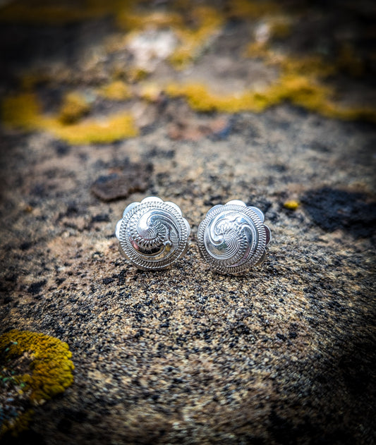 1/2" mini sterling concho post earring