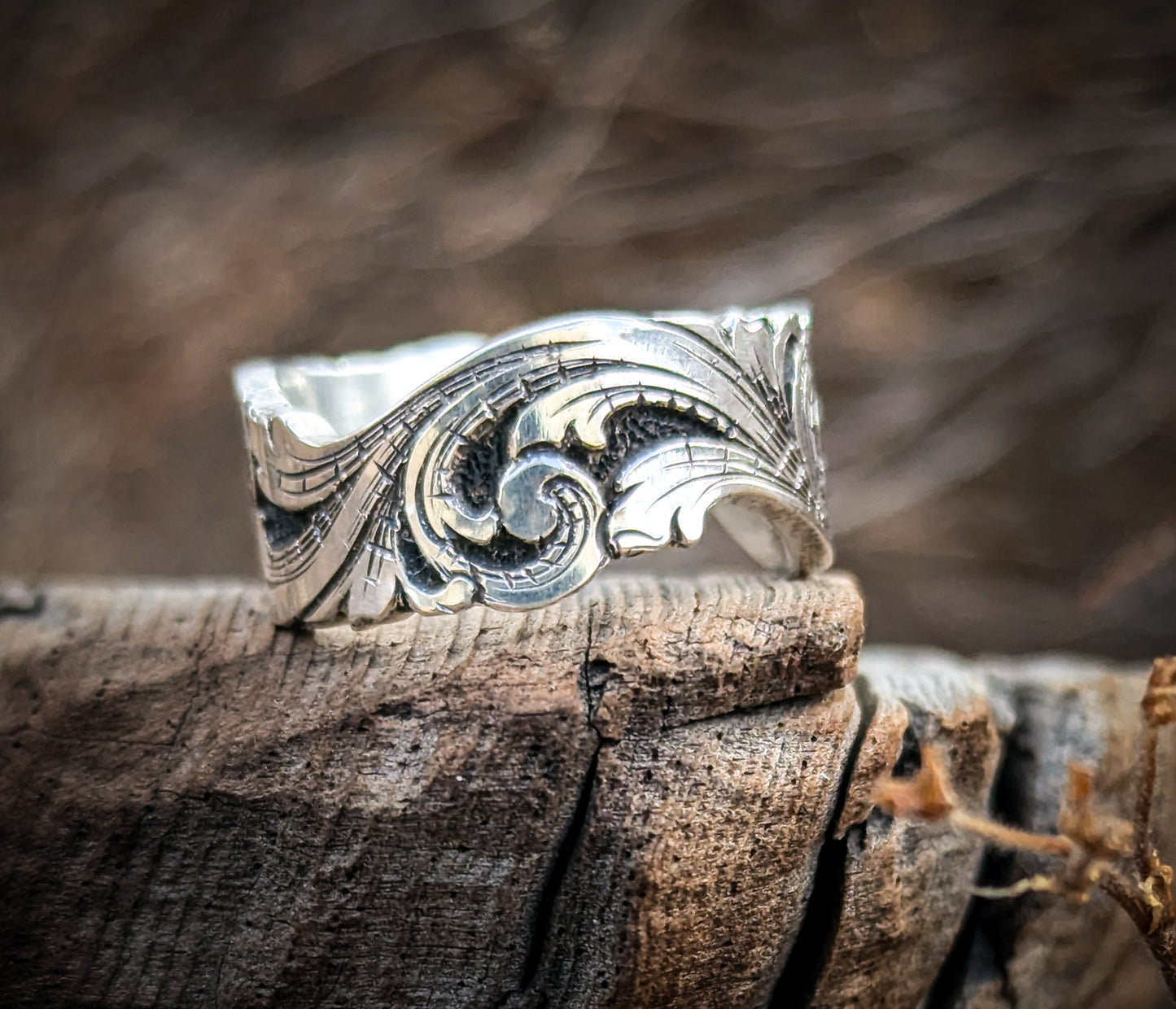 Sterling silver adjustable scroll ring