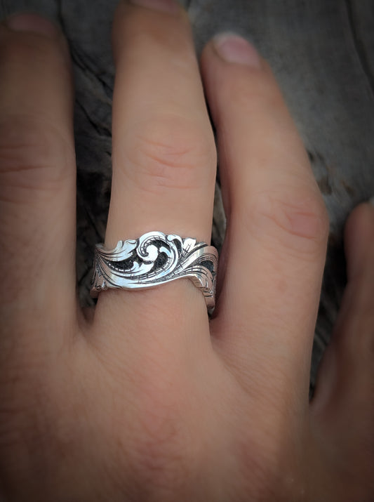 Sterling silver adjustable scroll ring