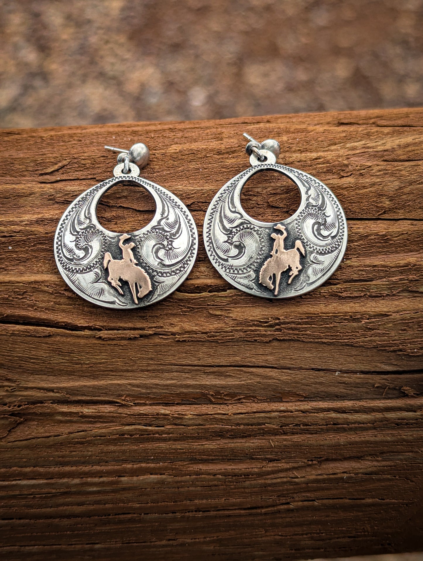 Donut Shape Earrings – Wyoming Bucking Horse &amp; Rider
